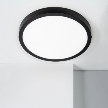 Placa superfície LED circular 24W Preto CCT