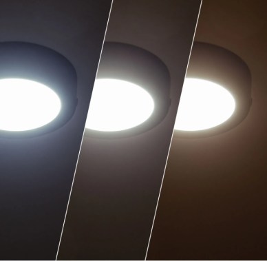 Placa superfície LED circular 6W Preto CCT