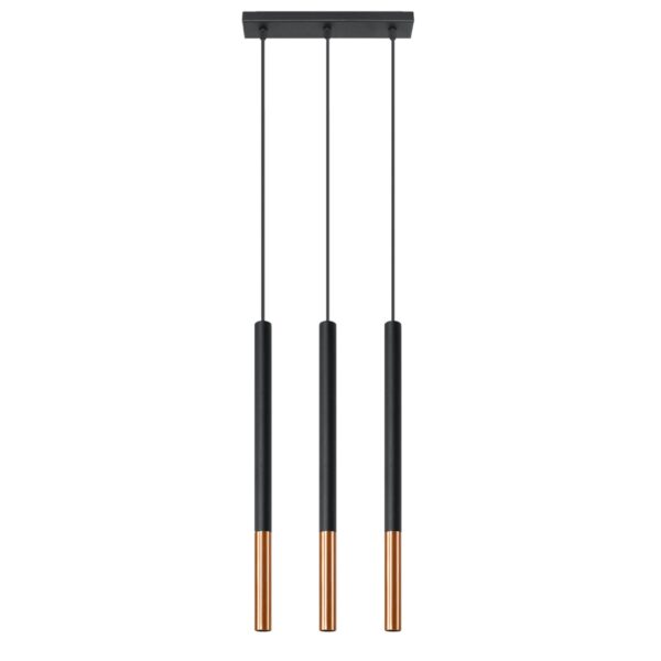 Candeeiro Suspensão Mozaica 3x G9 Preto/Cobre