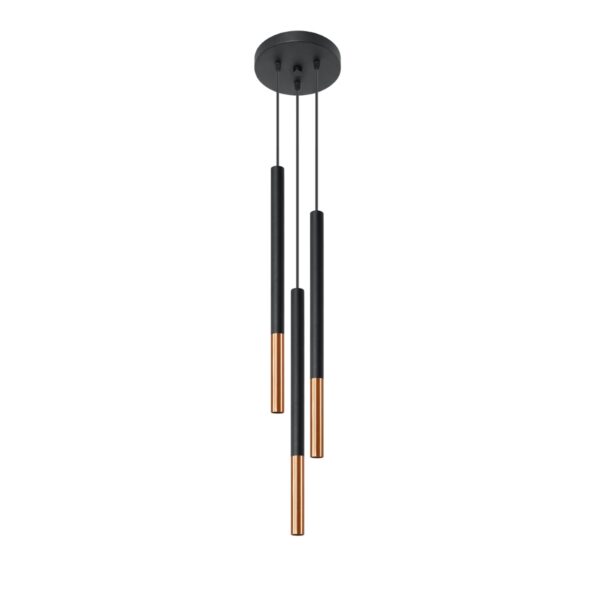 Candeeiro Suspensão Mozaica 3x G9 Preto/Cobre