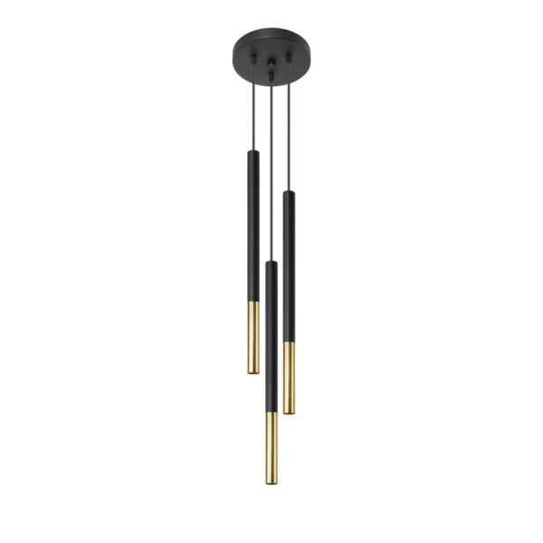 Candeeiro Suspensão Mozaica 3x G9 Preto/Dourado