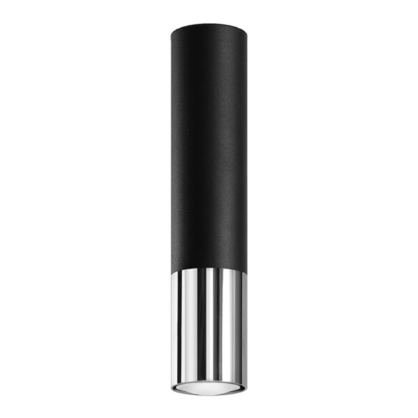 Aro GU10 Loopez Teto Saliente Redondo 30cm Preto/Cromado
