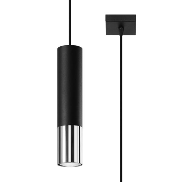 Candeeiro Suspensão Loopez 1x GU10 Preto/Cromado
