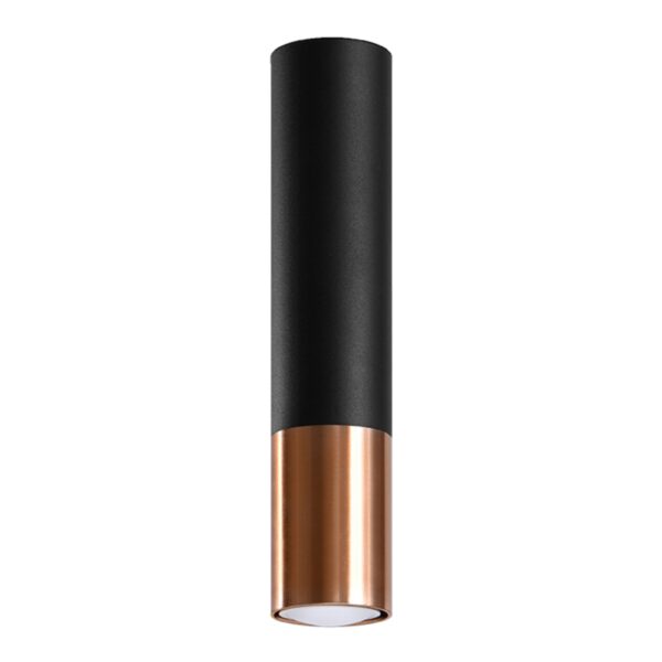 Aro GU10 Loopez Teto Saliente Redondo 30cm Preto/Cobre