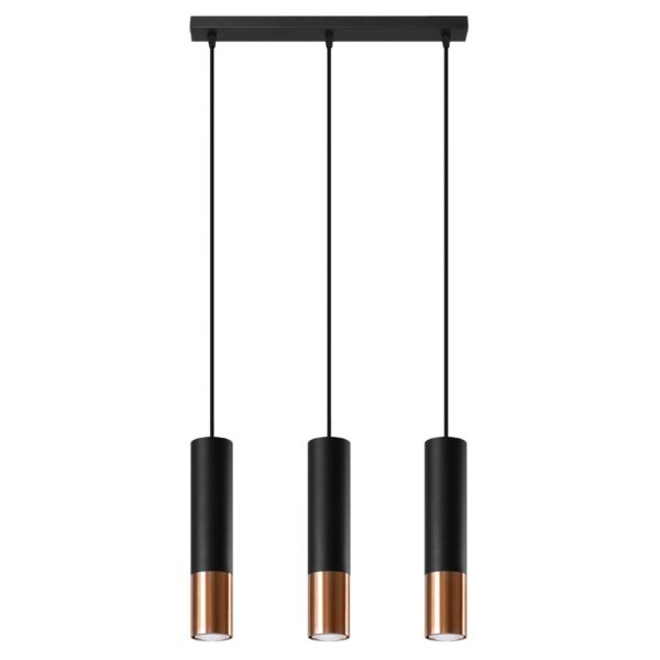 Candeeiro Suspensão Loopez 3x GU10 Preto/Cobre