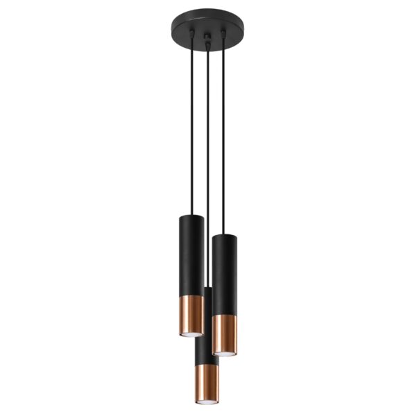 Candeeiro Suspensão Loopez 3x GU10 Preto/Cobre