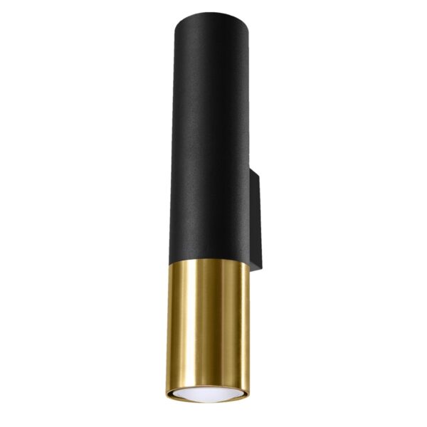 Aplique de Parede Loopez 2x GU10 Preto/Dourado