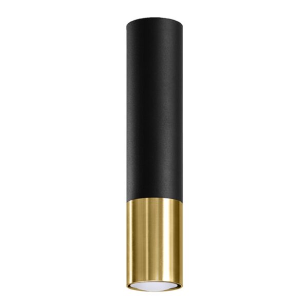 Aro GU10 Loopez Teto Saliente Redondo 30cm Preto/Dourado