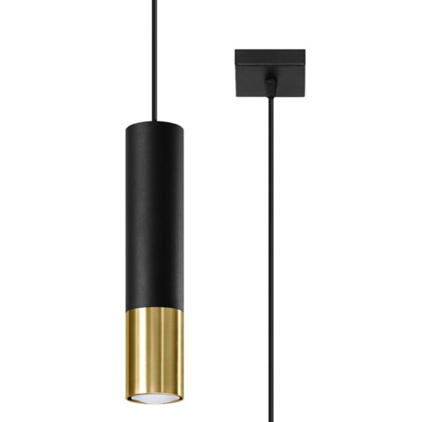 Candeeiro Suspensão Loopez 1x GU10 Preto/Dourado