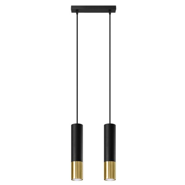 Candeeiro Suspensão Loopez 2x GU10 Preto/Dourado