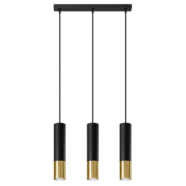 Candeeiro Suspensão Loopez 3x GU10 Preto/Dourado