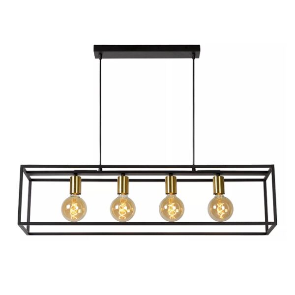 Candeeiro Suspensão Ruben 4x E27 Preto/Dourado (00424/04/30)