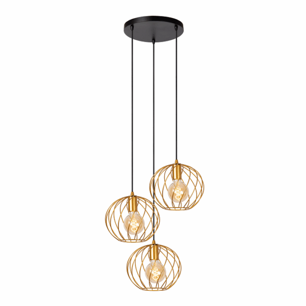 Candeeiro Suspensão Danza 3x E27 Preto/Dourado (21428/13/02)