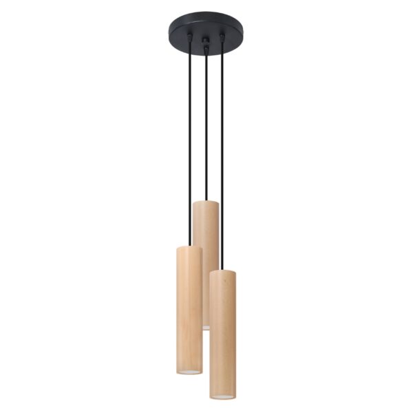 Candeeiro Suspensão Lino 3x GU10 Madeira
