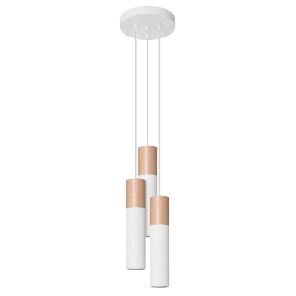 Candeeiro Suspensão Pablo 3x GU10 Branco/Madeira