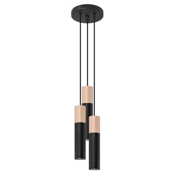 Candeeiro Suspensão Pablo 3x GU10 Preto/Madeira