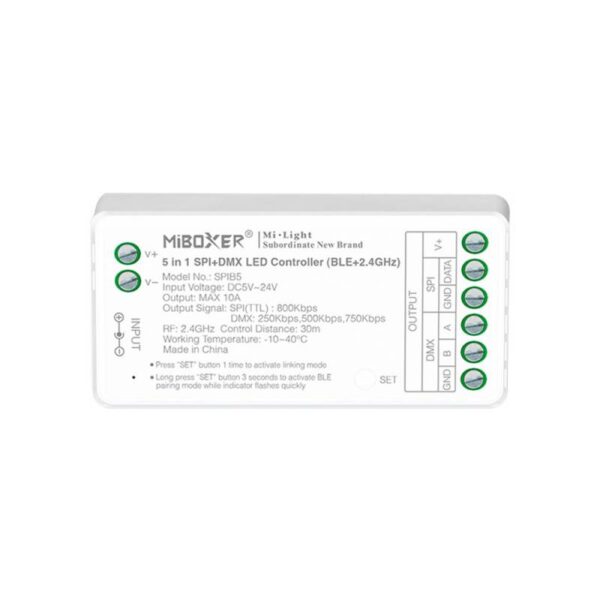Controlador LED SPI+DMX 5 em 1 5V/12V/24V