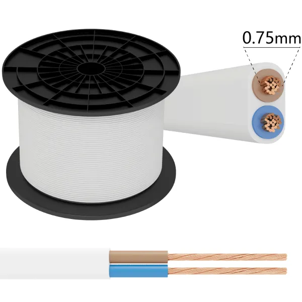 Cabo Eléctrico FVV 2x0.75mm Branco
