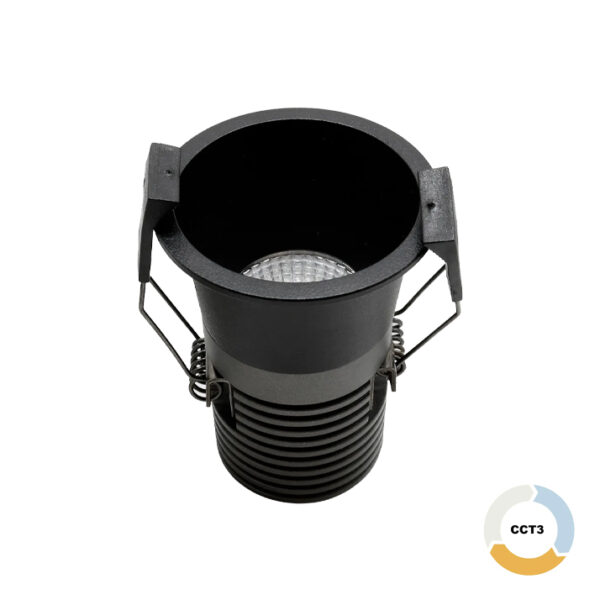 Downlight LED Zentis Fixo Redondo Preto 12W CCT3 IP20