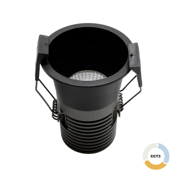 Downlight LED Zentis Fixo Redondo Preto 18W CCT3 IP20