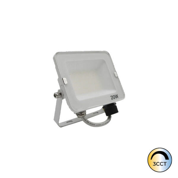 Projetor LED Slim Branco 20W CCT3 IP65