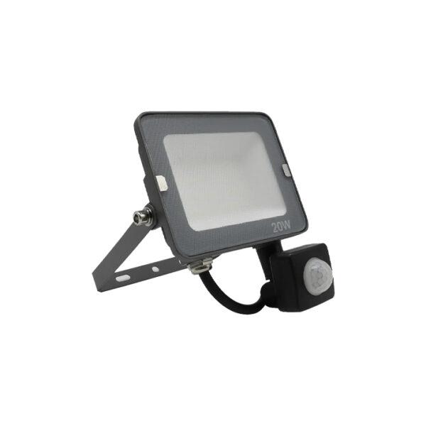 Projetor LED Slim c/Sensor Cinza 20W IP65