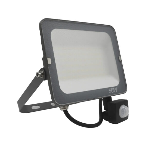 Projetor LED Slim c/Sensor Cinza 50W IP65