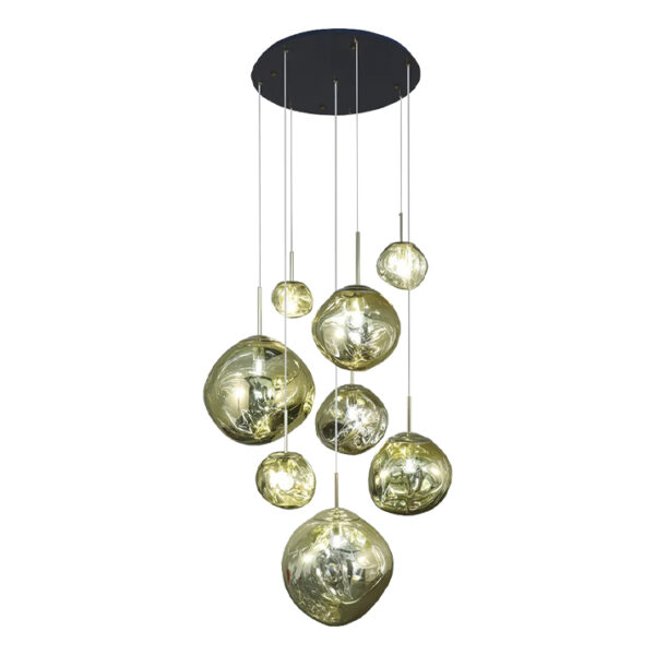 Candeeiro Suspensão Vulcano 8x E27 Dourado