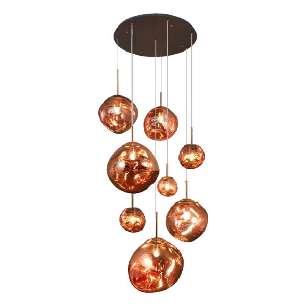 Candeeiro Suspensão Vulcano 8x E27 Cobre