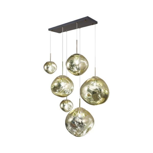Candeeiro Suspensão Vulcano 6x E27 Dourado