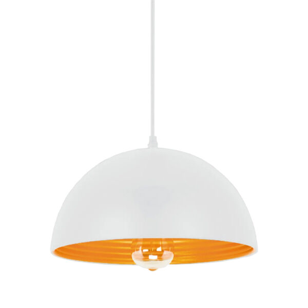 Candeeiro Suspensão Couple 1x E27 Branco/Dourado