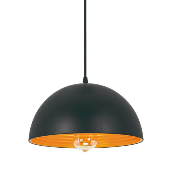 Candeeiro Suspensão Couple 1x E27 Preto/Dourado