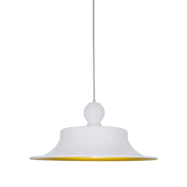 Candeeiro Suspensão Couple 1x E27 Branco/Dourado