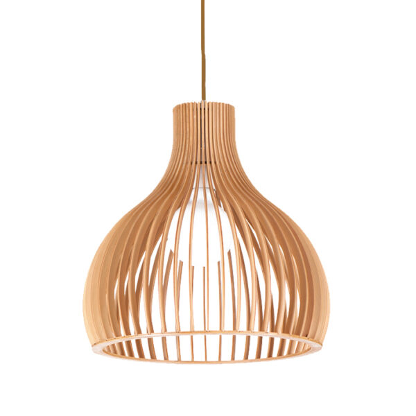 Candeeiro Suspensão Wood 1x E27 Madeira