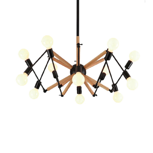 Candeeiro Suspensão Wood 12x E27 Madeira/Preto