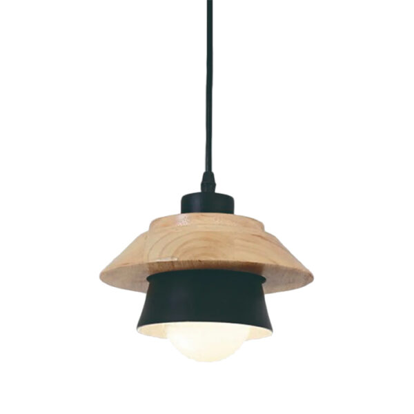 Candeeiro Suspensão Wood 1x E27 Madeira/Preto