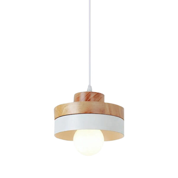 Candeeiro Suspensão Wood 1x E27 Madeira/Branco