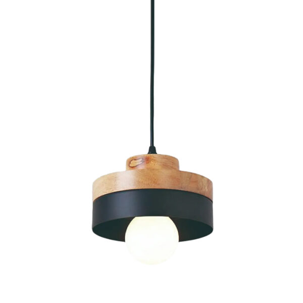 Candeeiro Suspensão Wood 1x E27 Madeira/Preto