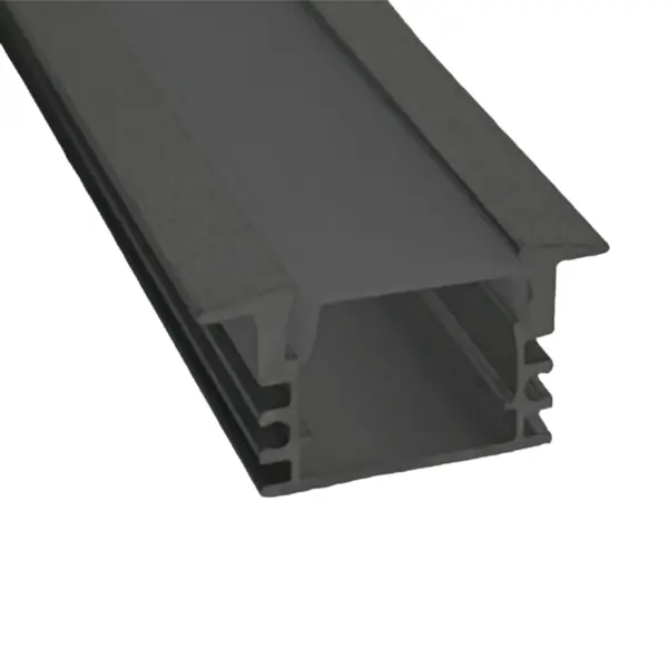 Perfil Alumínio Embutir c/ Difusor Preto 23.3x12mm 2m