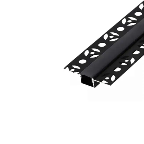Perfil Alumínio Embutir em Pladur/Gesso Preto 13.4x14.7mm 2m