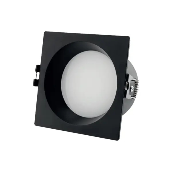 Aro GU10 PC Fixo Recuado Quadrado Preto IP65