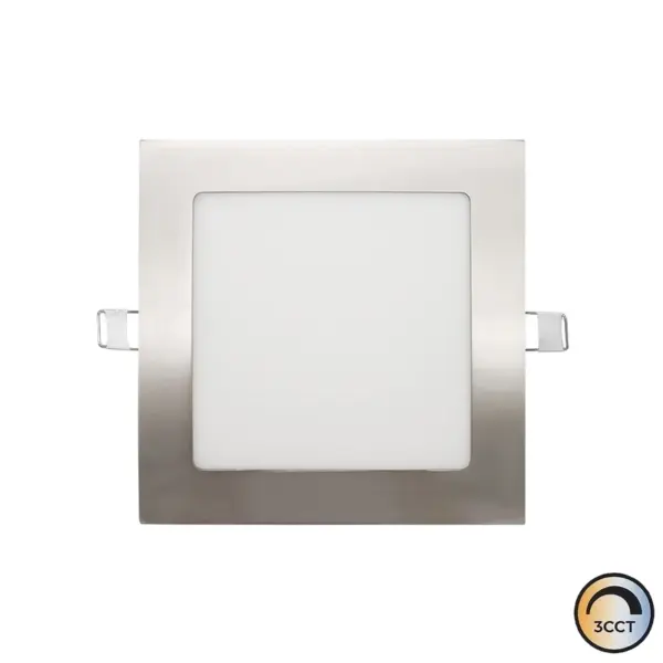 Downlight LED Quadrado Embutido Niquel 9W CCT3 IP44