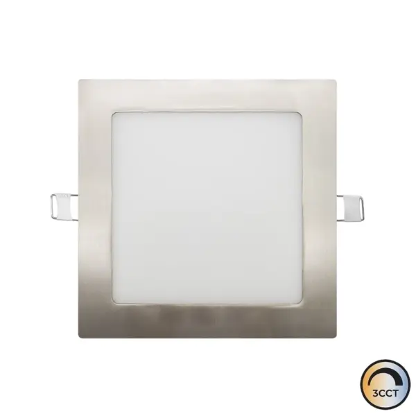 Downlight LED Quadrado Embutido Niquel 12W CCT3 IP44