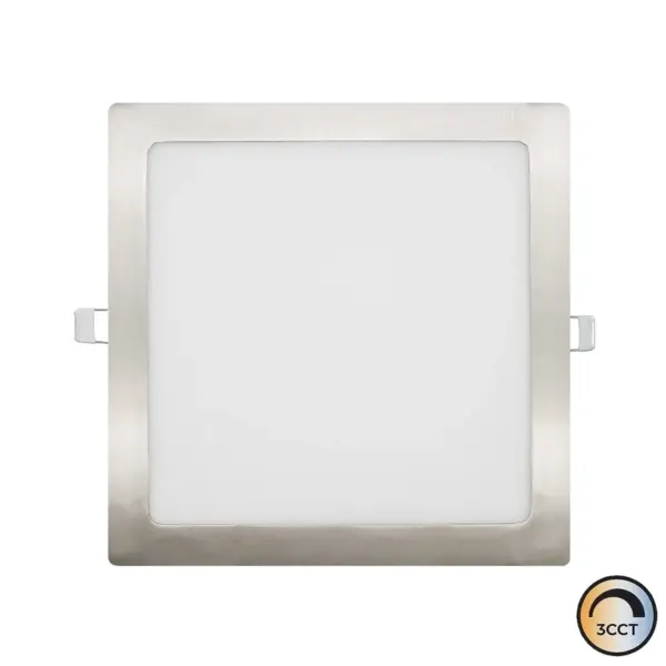 Downlight LED Quadrado Embutido Niquel 18W CCT3 IP44