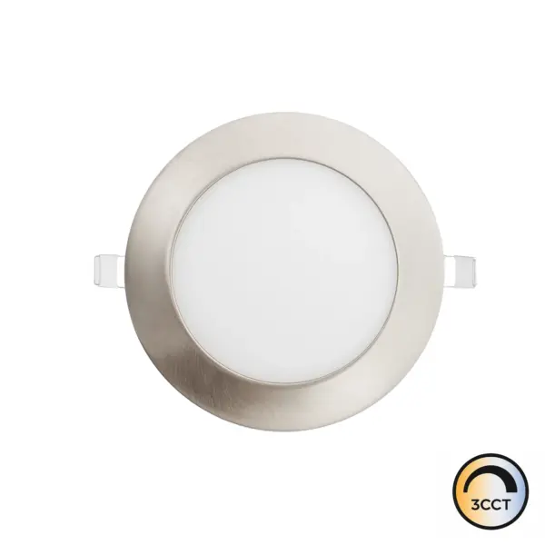 Downlight LED Redondo Embutido Níquel 9W CCT3 IP44
