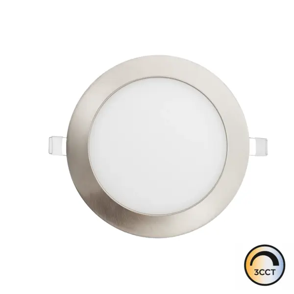 Downlight LED Redondo Embutido Níquel 12W CCT3 IP44