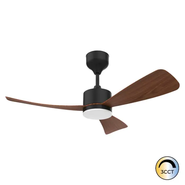 Ventilador LED Lisboa 18W Motor 35W Preto/Madeira CCT3