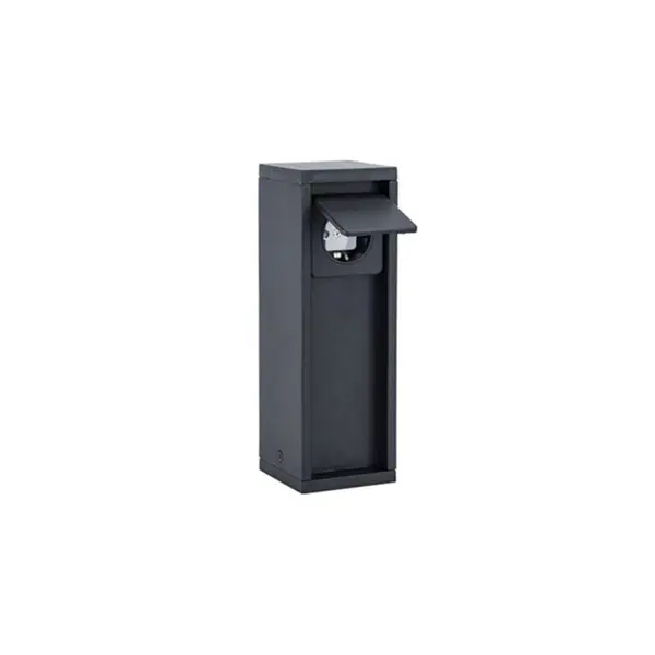 Baliza Jardim Mains 1x Tomadas Elétricas Preto IP54