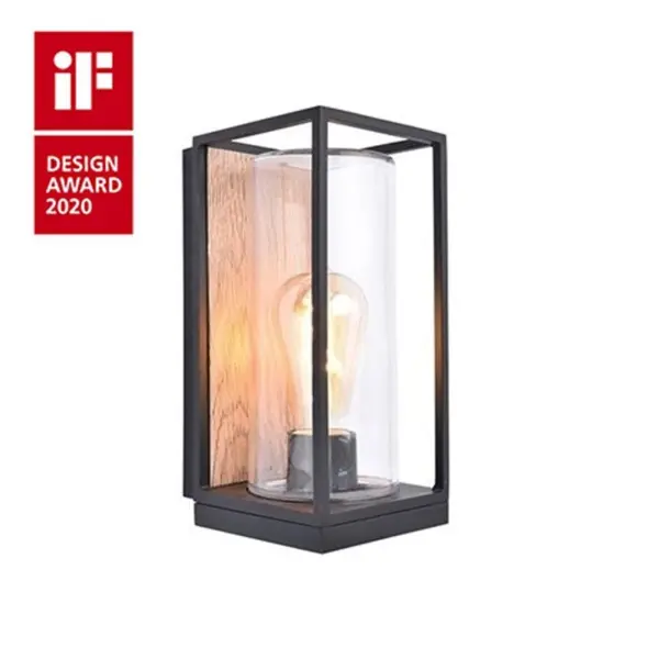 Aplique de Parede LED Flair 1x E27 Preto/Madeira IP44