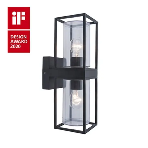 Aplique de Parede LED Flair 2x E27 Preto IP44